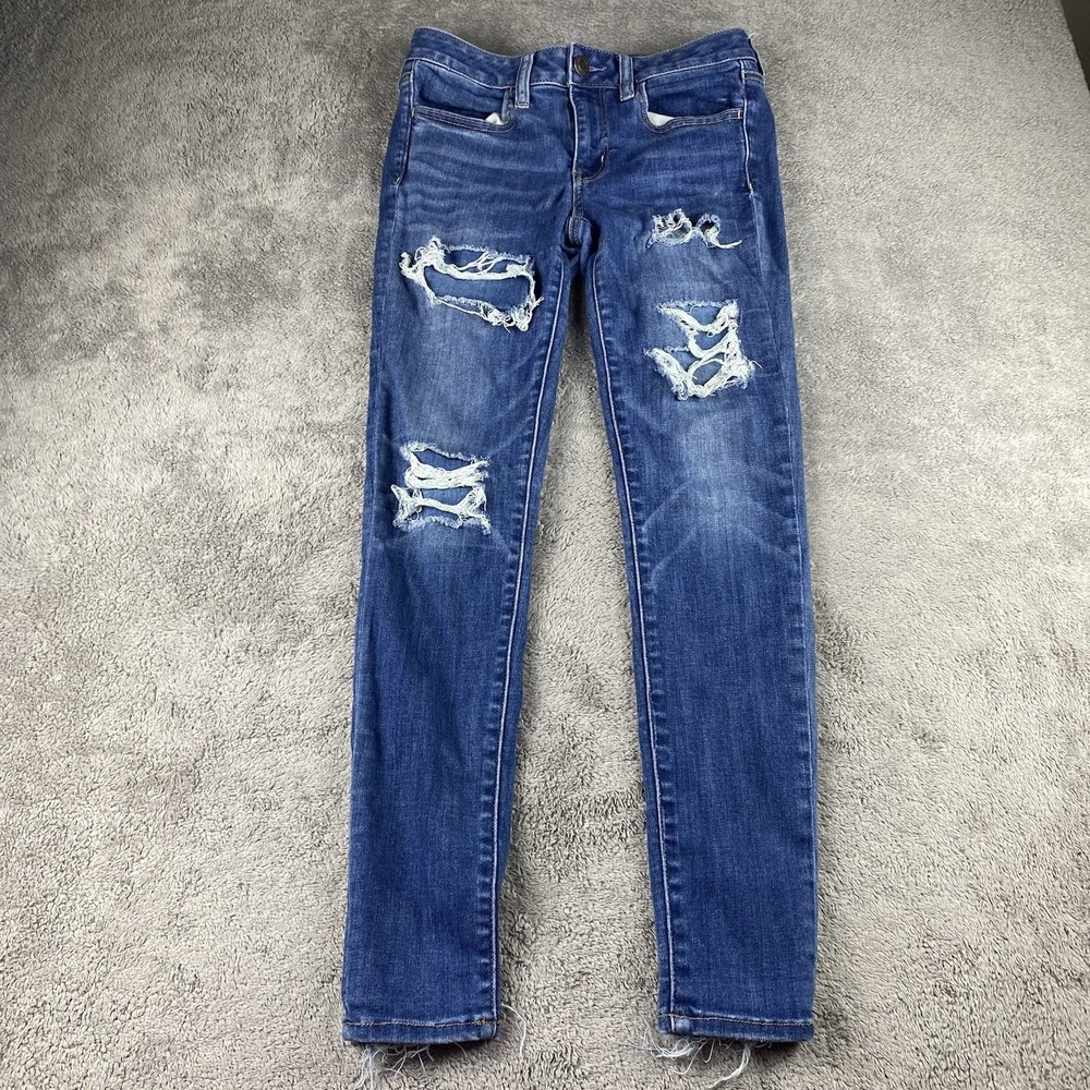 American Eagle Next Level Stretch X Mid Rise Jegging Womens 6 R Distressed